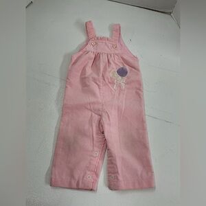 vintage Healthtex Pink Kids Overalls with Balloon Embroidery